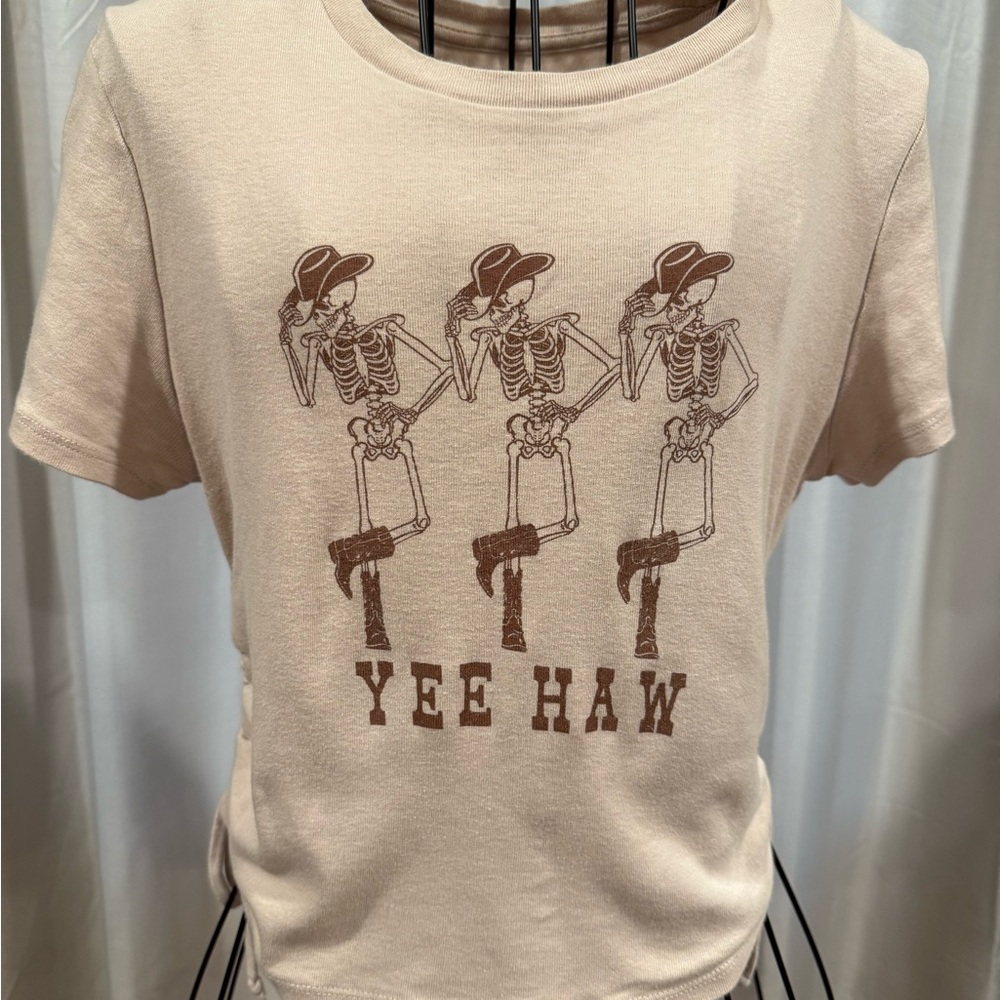 OG Babe Cream Graphic Crop Tee with Cinched tie sides